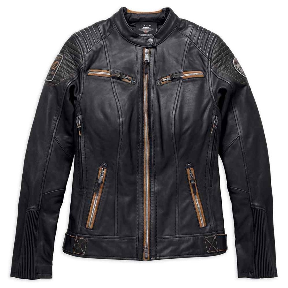 Vintage Harley-Davidson® Women's Moto Vented Leather Jacket, Black 97013-19VW M